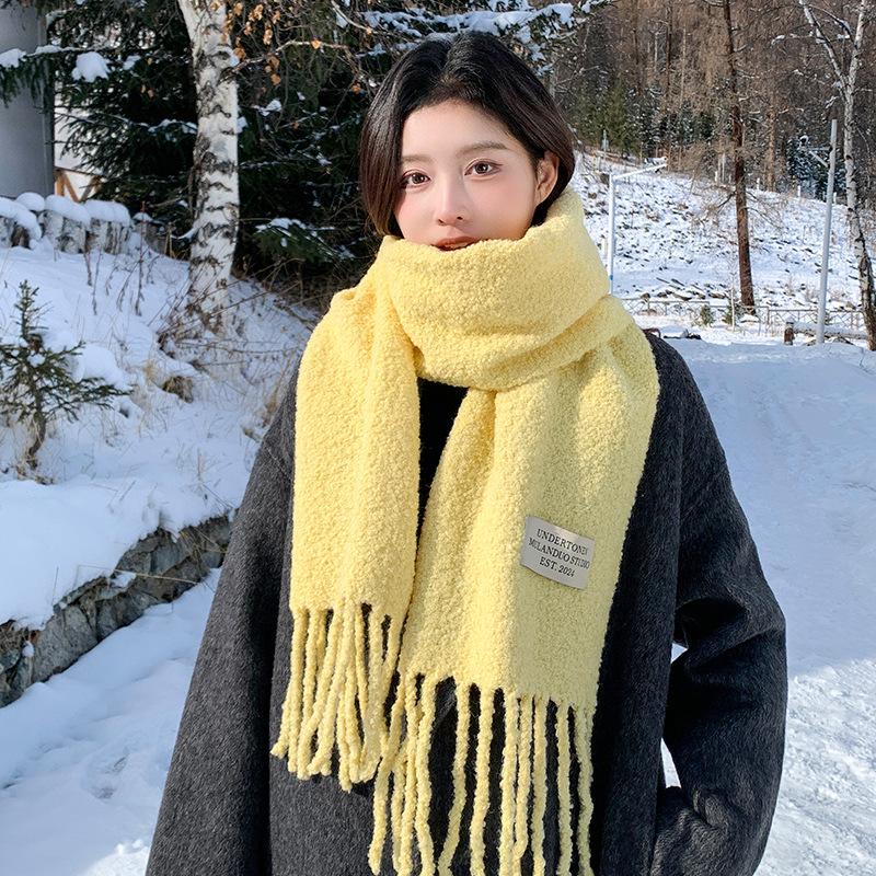 Alpaca Circle Fringed Scarf Containing Wool Warmth Versatile Knitted Scarf Female Autumn and Winter Couple High Sense