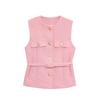 Kaslead New Arrival Women's Fashion Style with Belt Metallic Thread Texture Vest 2132116