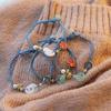 Этнический стиль Цветок Лотос Нефрит Жемчуг Плетеные Браслеты Регулируемый Тканый Браслет Для Женщин Ювелирные Изделия Аксессуары