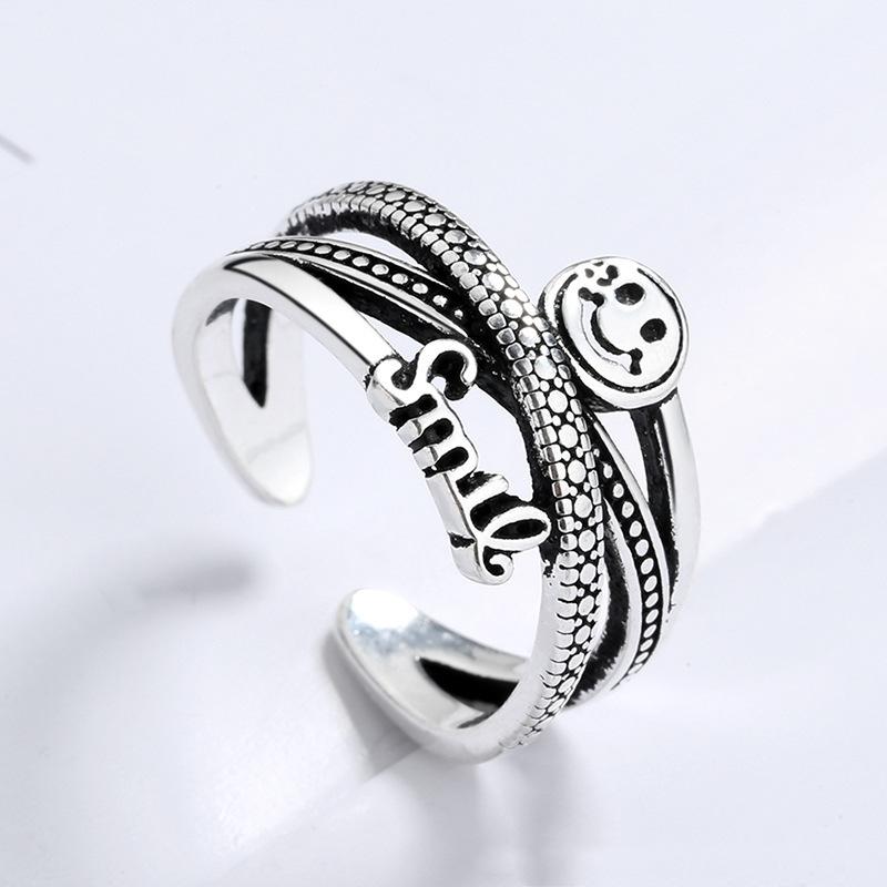 Korean Smiley Braided Multi-layered Ring for Women with Fashionable Temperament Open Index Finger Ring