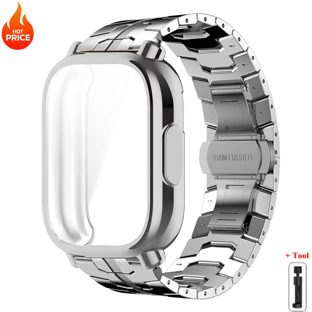 Чехол+Ремешок Для Redmi Watch 5 Active Мягкий ТПУ Чехол Для Xiaomi Redmi Watch 5 Lite Роскошный Металлический Ремешок Для Часов Браслет из Нержавеющей Стали