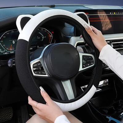 Мультяшные кошачьи ушки Чехол на руль автомобиля Противоскользящий Подходит для различных моделей Потоотводящий Дышащий Износостойкий
