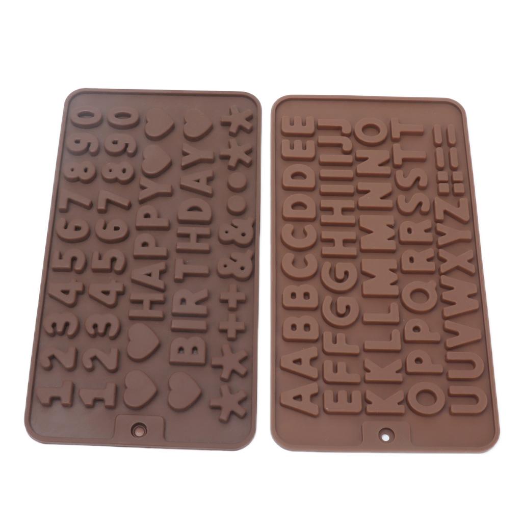 6 Pcs Silicone Letter Mold Reusable Number Chocolate Molds for Birthday Cake Decorations Party