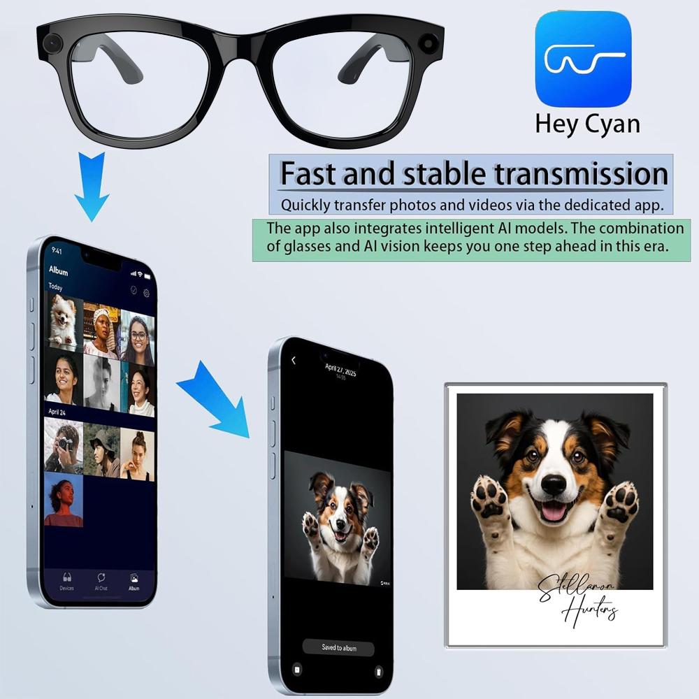 2026 Smart Glasses with AI Translator 8MP Camera 4K HD Take Videos and Photo Sunglasses BT Call for Men Women Fashion Glasses Wireless Music Playback