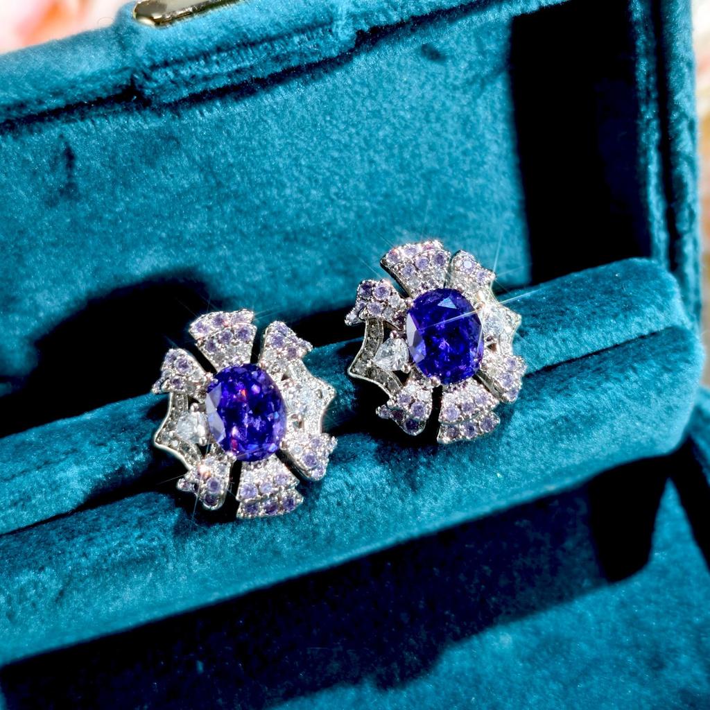 Purple Zirconium Star Crown Haute Couture Luxury Full Inlaid Temperament Pendant Stud Earrings Open Ring Women's Fashion Accessories 2026