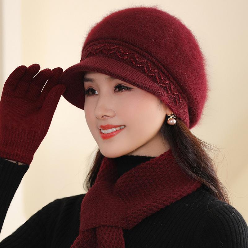 Осень-зима Толстая шапка для мамы и бабушки Вязаная шерстяная шапка для женщин среднего возраста Пожилые шапки В наличии Коллекция волос