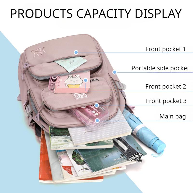 Middle School Student Schoolbags for Girl Commuting Large-capacity Backpacks Fashion Leisure Solid Color Book Bag Ultra-light Waterproof Knapsack