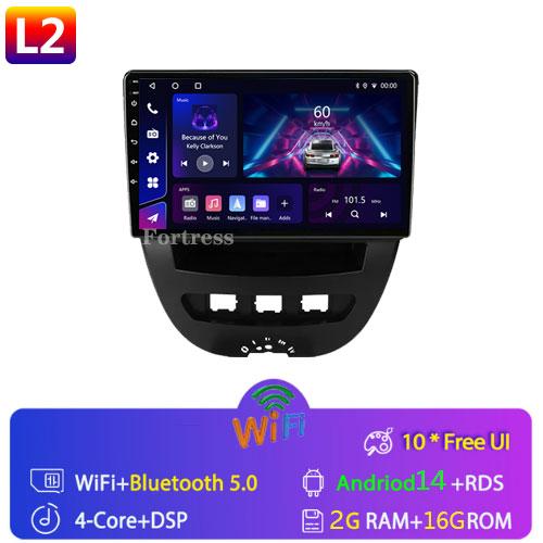 Android 14 2 Din Car Multimedia Player For Peugeot 107 Toyota Aygo Citroen C1 2005-2014 Carplay Stereo GPS Navigation BT WIFI