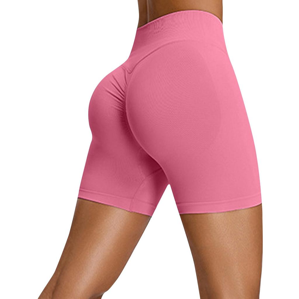 Женские спортивные шорты персикового цвета с высокой талией, поднимающие бедра, узкие шорты для йоги