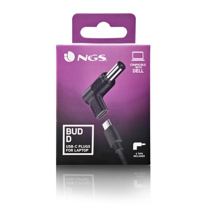 NGS BUD-D : Pack De Remplacement De 2 Adaptateurs D'alimentation USB-C Compatibles Avec Les Ordinateurs Portables DELL.