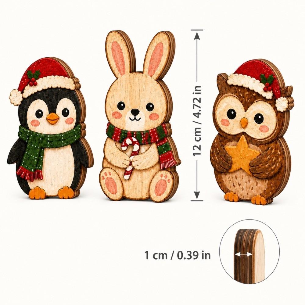 3/4pcs 2D Flat Wooden Desktop Ornaments Rustic Farmhouse Style Holiday Tabletop Decor Home Decor
