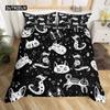 Пододеяльник Хэллоуин Летающие летучие мыши-вампиры Пододеяльник Полиэстер Колдовство Волшебный стеганый чехол Подарки на праздник Украшение комнаты