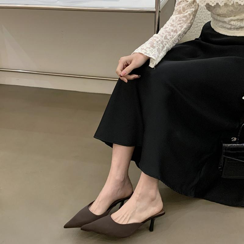 Летние женские мюли-шлепанцы с закрытым носком, модные неглубокие слинбэки, шлепанцы-слайды, женская повседневная обувь без застежки, 2025