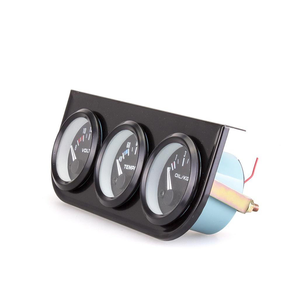 52MM 3 In 1 Volt meter water temp gauge Oil Pressure Gauge Kit Car Fuel Volt Meter Water Temperature Gauge Triple tachometer