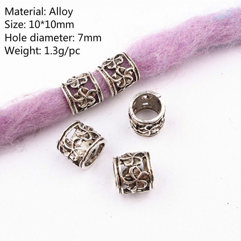 5pcs/bag Silver Metal Hair Rings Braid Dreadlocks Bead Hair Cuffs Dread Tube Charm Dreadlock for DIY Hair Accessaries
