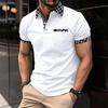 Men's Casual Polo Shirt with Chest Pocket Fashionable Color Matching Lapel Versatile T-shirt