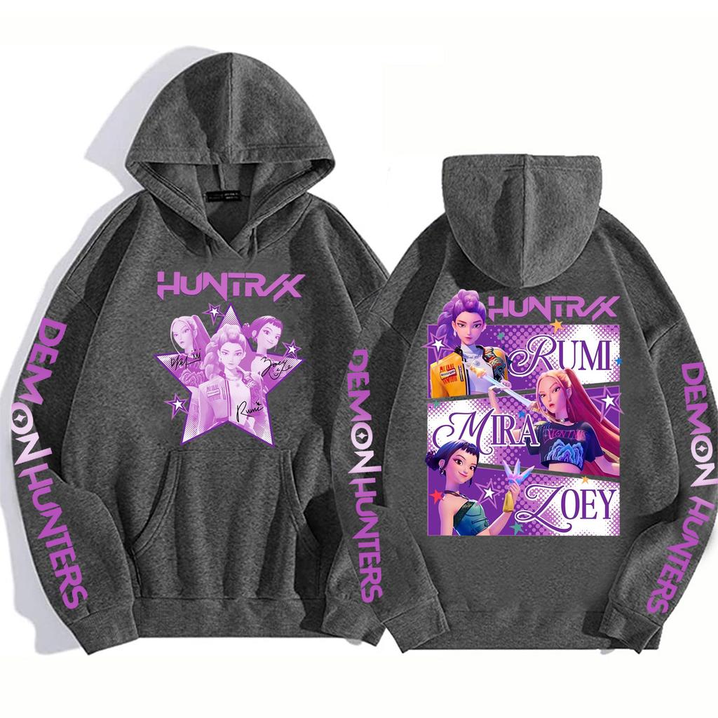 Kpop Охотники на демонов Фанмерч Мира Руми Зои Хантрикс Худи Харадзюку Пуловер Топы Мужская Женская Толстовка Подарок для фанатов