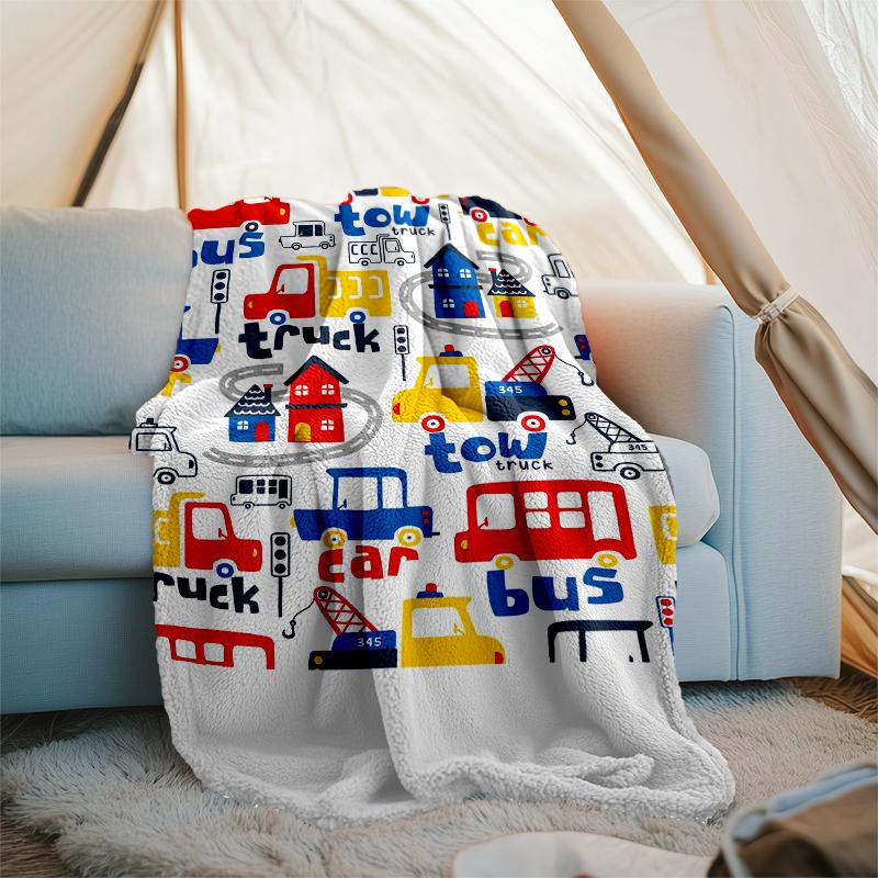 excavator Theme Printed Blanket - Perfect for Couch, Bed, Travel & Outdoor Use | Machine Washable, Cozy & Durable.