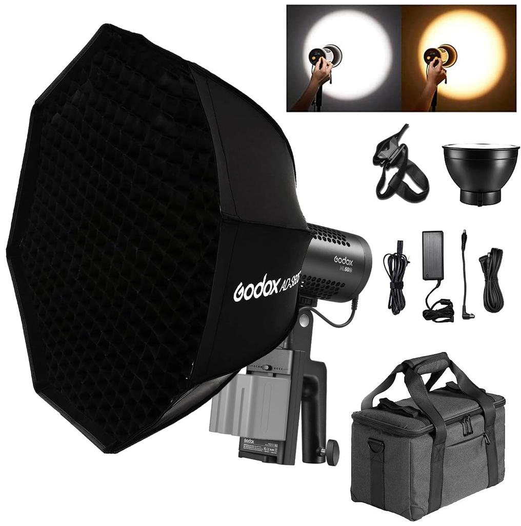 Authorized Godox ML60Bi LED Light 60W Color Temperature Handheld LED Video Light Photography Auxiliary Light CRI TLCI Brightness Adjustment Quiet Fan