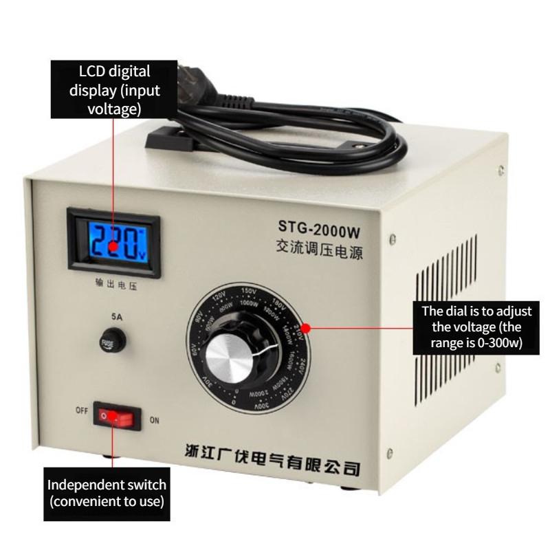 2000 Вт однофазный регулятор напряжения 220 В переменного тока стабилизированный источник питания 0-300 В контактный регулируемый трансформатор
