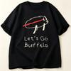 Summer Casual Short Sleeve Tshirt Lets Go Buffalo Simple Blue Red Sketch Buffalo Pattern Unisex Sports Lover Loose Street Top