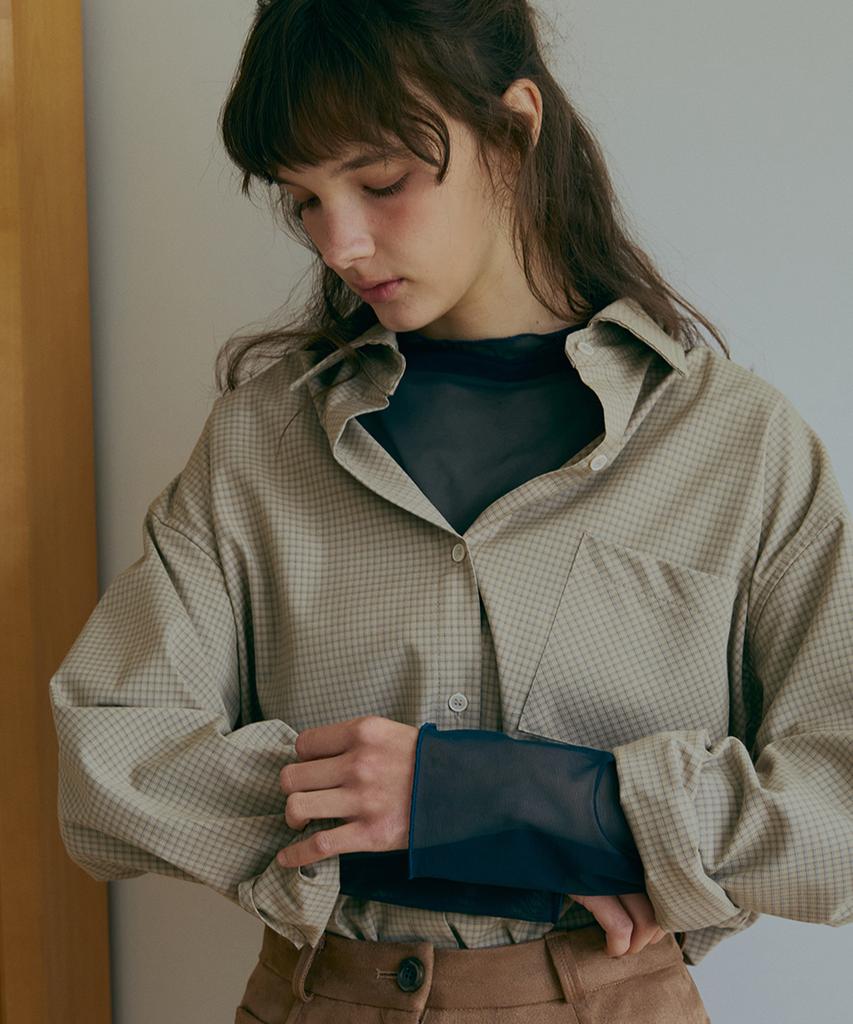 ODER Minimal Check Boxy Shirt - Beige