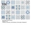 Easy Clean Wall Covering 24Pcs Peel And Stick Backsplash Tile, Retro Blue PVC Kitchen Backsplash, Decorative Tile Patterns Stickers, Waterproof