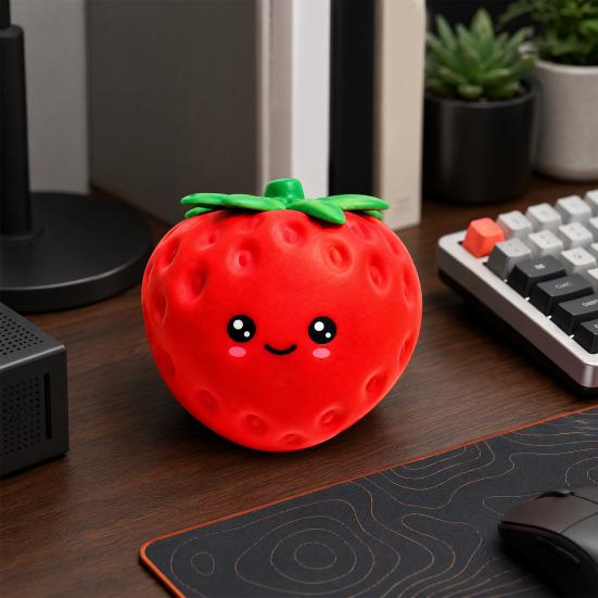Портативная игрушка-антистресс Мультяшная клубника Снимающая напряжение Игрушка-антистресс Гигантская сжимаемая Поддельная безопасная игрушка Фруктовая сенсорная игрушка-фиджет для дома, офиса, школы, взрослых