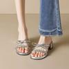 Silver Sandals 2025 New Fairy Summer Bow French Cool Slippers Thick High Heels 5cm