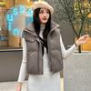 European, American autumn and winter Korean version of foreign style loose sleeveless short stand-up collar down cotton vest women's design vest jacke