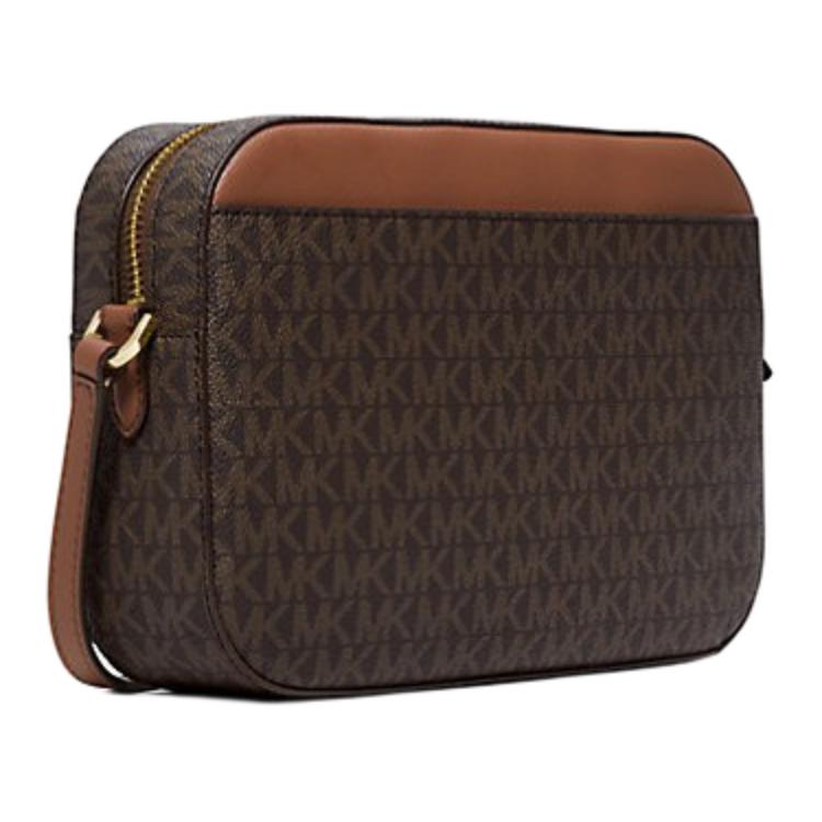 Michael Kors Mk Jet Set Сумка-камера с монограммой и цепочкой из ПВХ и кожи Женская сумка через плечо Карамельный Желудь 35S1GTTC9B-BROWN
