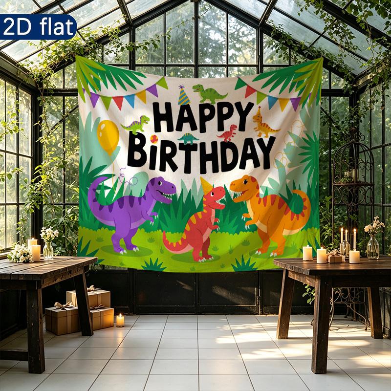 Birthday Roses Balloons Gifts Celebration Banner, Polyester Backdrop for Home Decor & Party Supplies
