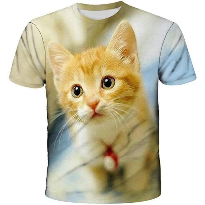 Уличная футболка с 3D животными, мужские футболки с 3D принтом кошек, забавные мужские повседневные футболки в стиле хип-хоп с короткими рукавами, летний топ