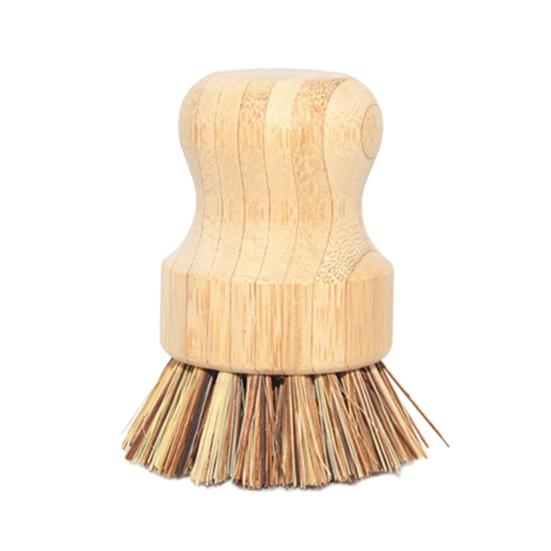 Dish Washing Brush Short Durable Bamboo Fiber Wooden Pot Brush for Home