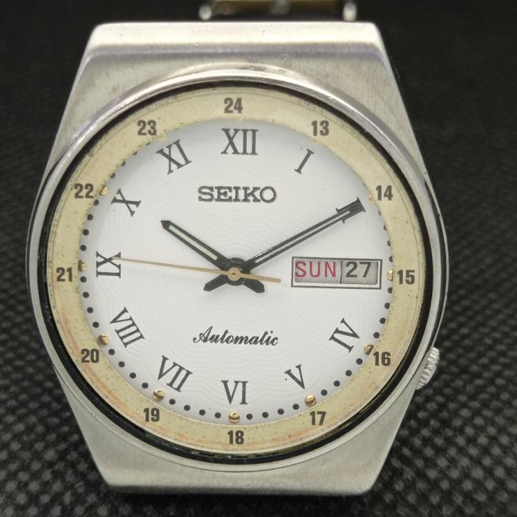 USED VINTAGE SEIKO 5 AUTOMATIC 6309A JAPAN MENS D/D WHITE WATCH 608e-a315938-9 SKU608e-a315938