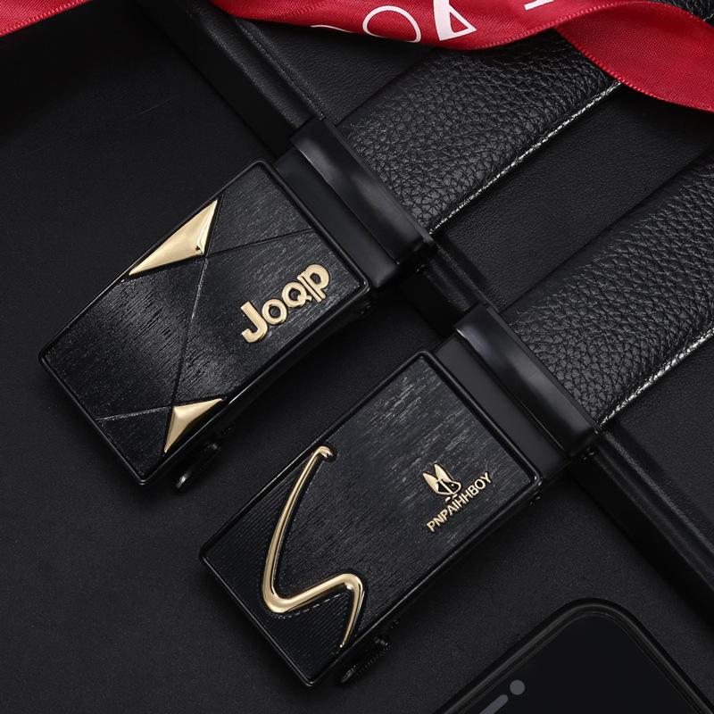 Ремень мужской повседневный деловой ремень автоматическая пряжка коровья кожа средний зеленый ремень