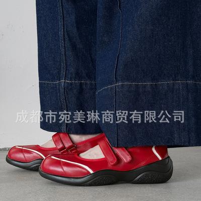 Женские спортивные туфли на платформе с круглым носком, на толстой подошве, весна-осень 2025, новые, на липучках, в цветной гамме, повседневные туфли для моральной подготовки