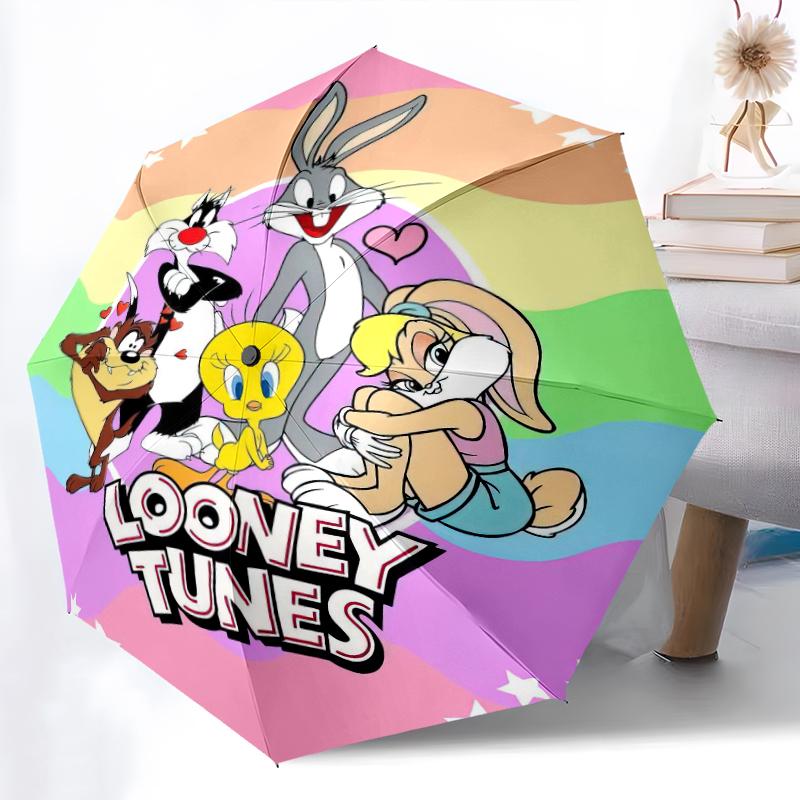 1 шт. Зонт с рисунком Looney Tunes, портативный складной зонт, железный каркас, структура костей с отверстиями, уличный домашний зонт