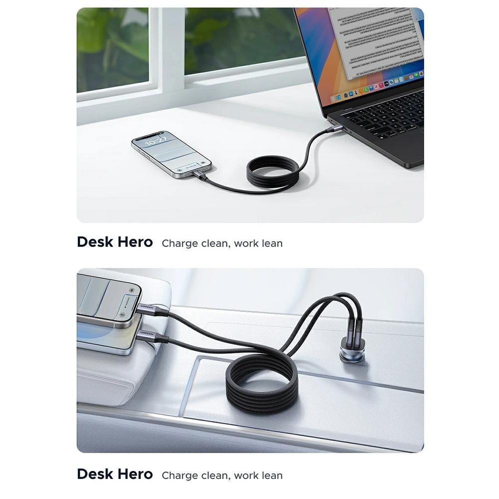 UGREEN 55517 1 м Магнитный USB C на USB C Кабель PD 100 Вт Быстрая Зарядка Data Cord для MacBook/iPhone/iPad