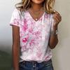 T-shirt Women's Clothing Summer Loose Comfortable Short Sleeve Patterned Top V-neck Casual T-shirt Casual Elegant Clothing