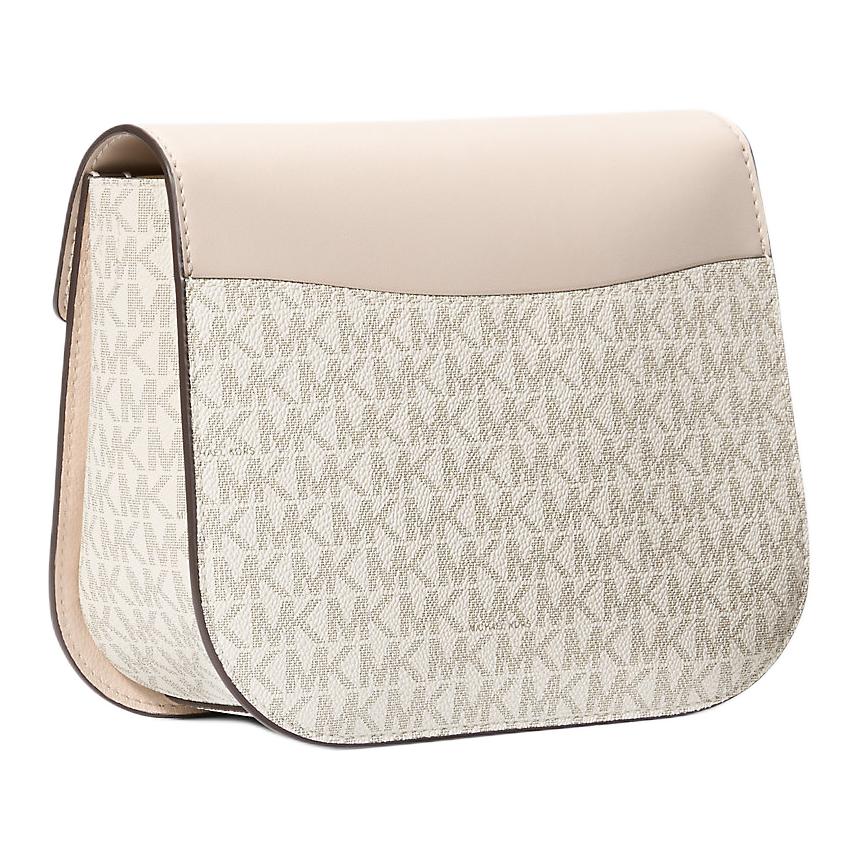 Michael Kors MK Emilia Классическая сумка через плечо с монограммой из покрытого холста Маленькая женская сумка Бежевая 35S2GU5C1B-CREME-MULTI-LEGER