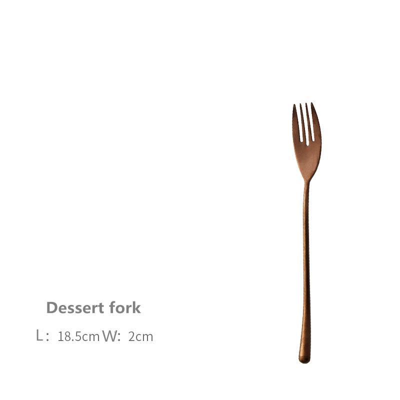 Столовая посуда в японском стиле Old Western, нож для стейка в стиле ретро, вилка-ложка, ложка для размешивания кофе, розовое золото, нержавеющая сталь 304