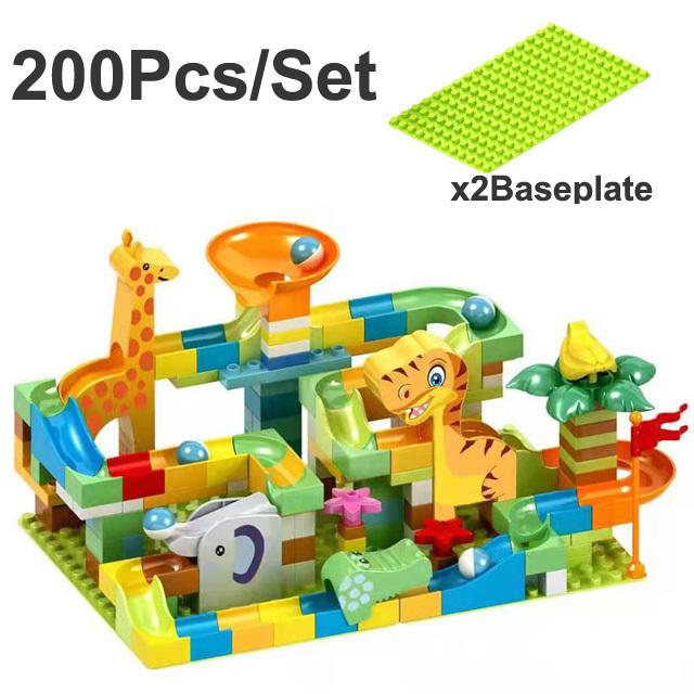 90-200PCS DIY Assembly Marble Race Run Big Block Construction Building Blocks Funnel Slide Bricks Educational Toys For