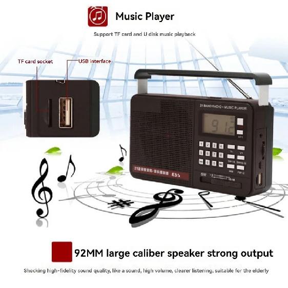 FM/AM/SW полнодиапазонное радио Bluetooth цифровое ретро радио Hi-Fi портативный U-диск USB/TF/Mp3 музыкальный плеер динамик бас светодиодный фонарик