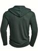 2025 Men's Solid Color Hooded Pullover: Autumn & Winter Casual Textured Fabric with Long Sleeves and Drawstring Buttons.
