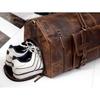 Brown Leather Duffel Bag Weekender Travel Bag Handmade Leather Duffel Luggage Bag with Shoe Compartment Carry On Overnight Bag