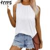 Women's Fashion Casual Summer Spring Solid Color Print Sleeveless O-Neck Blouses & Shirts