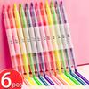 3/6pcs Double Colored Highlighter Pen Marker Pens Fluorescent Pen Drawing Highlighters Double-headed Markers Pastel Stationery