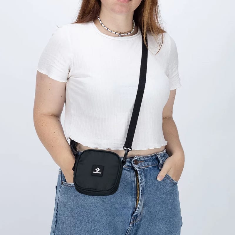 Converse Polyester Shoulder Bag, Crossbody Bag Regular Unisex Black 10025360-A01