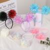 Bling Party Headband Giltering Tinsel Headband Trendy Pompom Ball Headband  Women Girls Pink